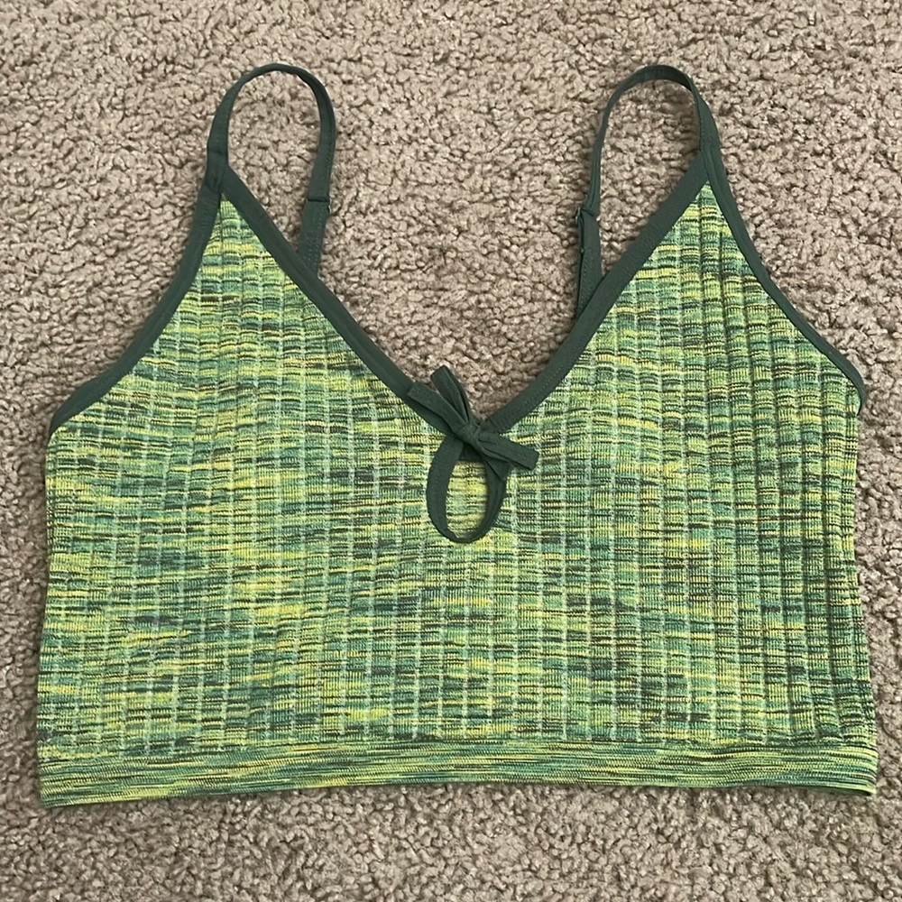 Green cropped top with little green bow